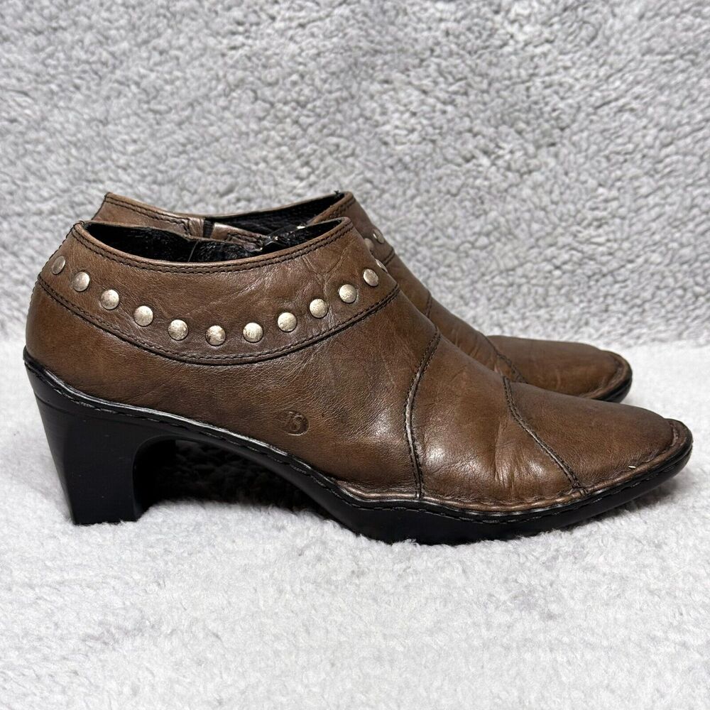 Josef Seibel Womens Size 36 US 5-5.5 Ankle Booties Brown Leather Studded Zip